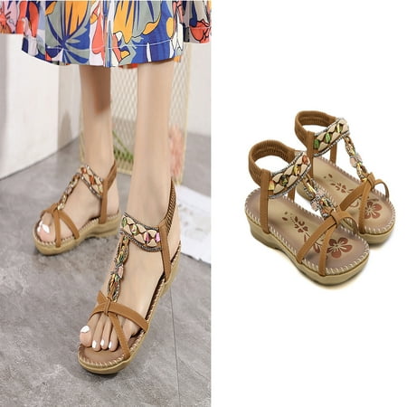 Zpanxa Womens Sandals Bohemian Flat Flower Rhinestone Sandals Outer Beach Sandals Wedge Sandals for Women Brown 39
Zpanxa Womens Sandals Bohemian Flat Flower Rhinestone Sandals Outer Beach Sandals Wedge Sandals for Women Brown 39