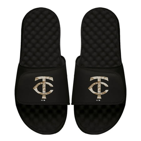 Men s ISlide Black Minnesota Twins Camo Logo Slide Sandals