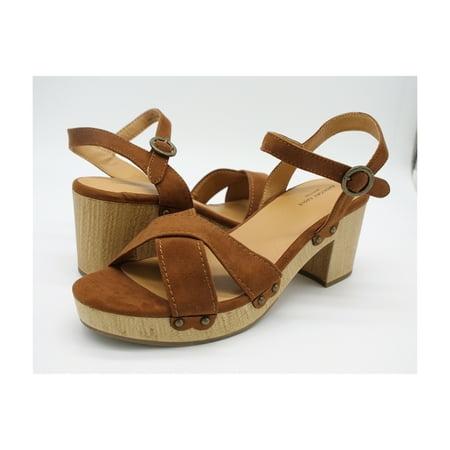 American Eagle Womens Solid X Strap Platform Clogs/Mules Brown 9 B(M) US