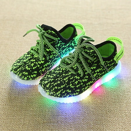 Toddler Kids Lace Up Breathable LED Glitter Shoes
