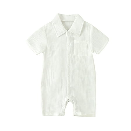 ESASSALY Baby Boys Girls Jumpsuits Short Sleeve Solid Color Button Up Rompers
ESASSALY Baby Boys Girls Jumpsuits Short Sleeve Solid Color Button Up Rompers