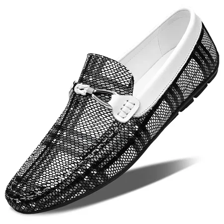 Men‘s Leather Snakeskin Bit Loafers Grey Autumn/Winter