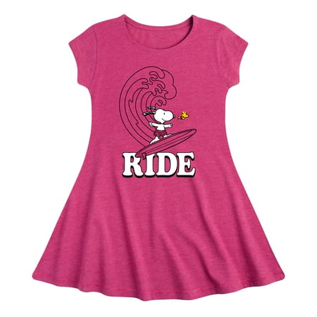 Peanuts - Snoopy s Wave Ride - Toddler And Youth Girls Fit And Flare Dress