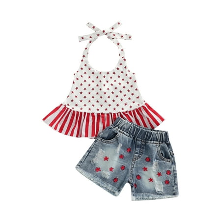 Calsunbaby Independence Day Newborn Baby Girls Outfits Star Stripe Print Tops Denim Shorts 4th of July Clothes White 18-24 Months
Calsunbaby Independence Day Newborn Baby Girls Outfits Star Stripe Print Tops Denim Shorts 4th of July Clothes White 18-24 Months