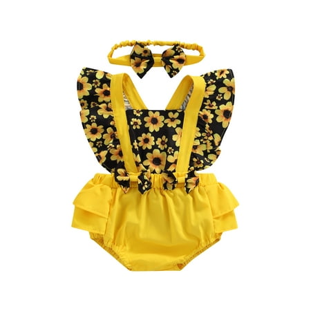 Canrulo Summer Lovely Baby Girls Romper Clothing Ruffles Fly Sleeve Flowers Printed Backless Jumpsuits Headband Yellow 9-12 Months
Canrulo Summer Lovely Baby Girls Romper Clothing Ruffles Fly Sleeve Flowers Printed Backless Jumpsuits Headband Yellow 9-12 Months