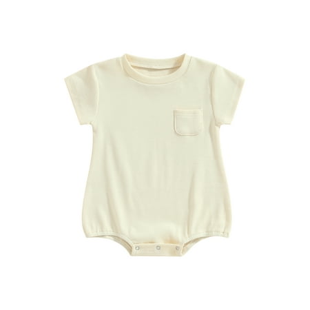 Eyicmarn Girls Boys Romper Tops Summer Short Sleeve Round Neck Chest Pocket Baby Short Jumpsuit
Eyicmarn Girls Boys Romper Tops Summer Short Sleeve Round Neck Chest Pocket Baby Short Jumpsuit