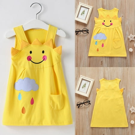 Tking Fashion Toddler Baby Girls Sleeveless Cartoon Sun Cloud Print Dress Clothes Yellow 140
Tking Fashion Toddler Baby Girls Sleeveless Cartoon Sun Cloud Print Dress Clothes Yellow 140
