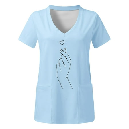 Scrubs For Women Tops Black Plus Size V Neck Short Sleeved Prints Shirts With Pocket Women s Working Uniform Nursing
Scrubs For Women Tops Black Plus Size V Neck Short Sleeved Prints Shirts With Pocket Women s Working Uniform Nursing