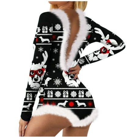 Pajamas for Women’s Sexy Mini Jumpsuit Plush Backless Christmas Long Sleeve Short Bodysuit Catsuit Rompers
Pajamas for Women’s Sexy Mini Jumpsuit Plush Backless Christmas Long Sleeve Short Bodysuit Catsuit Rompers