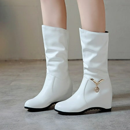 NEGJ Ladies Fashion Solid Color Leather Surface Metal Decoration Inner Heightening Medium Boots
NEGJ Ladies Fashion Solid Color Leather Surface Metal Decoration Inner Heightening Medium Boots