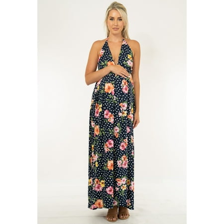Halter Polka Dot Split Thigh Dress