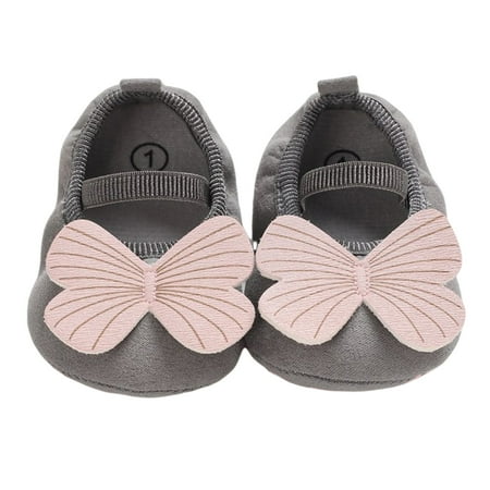 Pudcoco Baby Girl Baptism Shoes Flats Ribbon Bow Non-Slip Crib Shoes