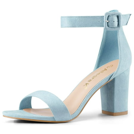 Unique Bargains Woman Open Toe Chunky High Heel Ankle Strap Sandals