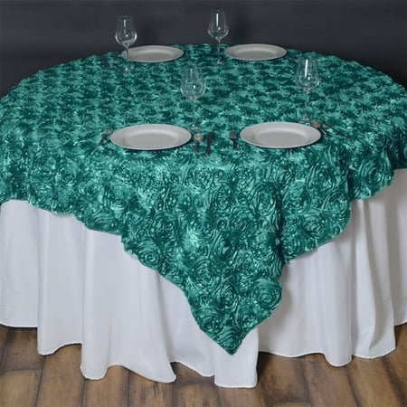 

Efavormart 3D Rosette Square Tablecloth Overlay 72 x72 -Turquoise Square Tablecloth Cover For Wedding Party Event Banquet
