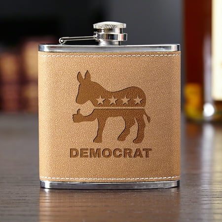 Thumbs Up Democrat Cocoa Leather Funny Flask