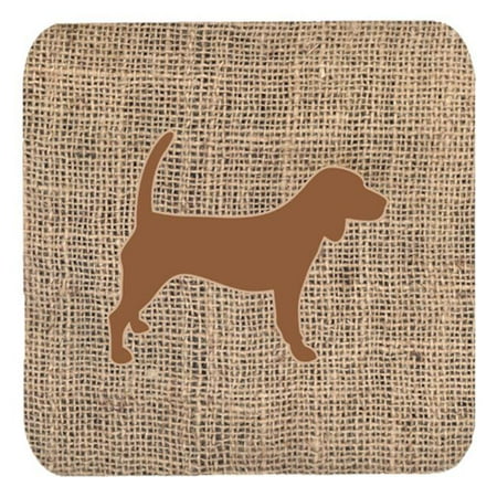 Beagle Burlap and Brown Foam Coasters Set - 4