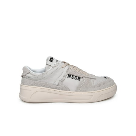 Msgm Woman Fg1 White Leather Sneakers