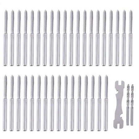 36 Pairs 3/16 T316 Stainless Steel Cable Railing Hardware Kit For Wood Posts L+R