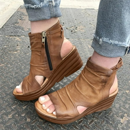 〖Yilirongyumm〗 Brown 42 Sandals Women Casual Mouth Sandals Wedge Fashion Color Women s Heel Fish Buckle Solid Platform Women s Sandals 
〖Yilirongyumm〗 Brown 42 Sandals Women Casual Mouth Sandals Wedge Fashion Color Women s Heel Fish Buckle Solid Platform Women s Sandals