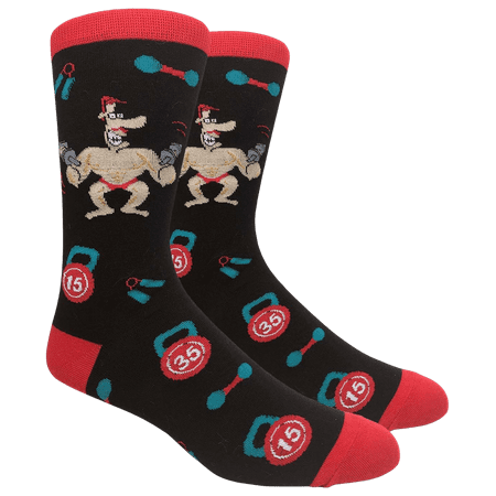 Fine Fit Fun Crew Novelty Dress Casual Trouser Socks The Strongman Hit the Gym
