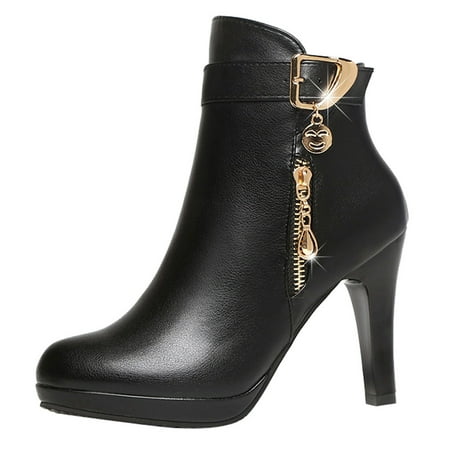 ERTUTUYI Women High Heel Shoes Short Tube Boot Leather Zipper Solid Color Round Toe Shoes Black 35
ERTUTUYI Women High Heel Shoes Short Tube Boot Leather Zipper Solid Color Round Toe Shoes Black 35