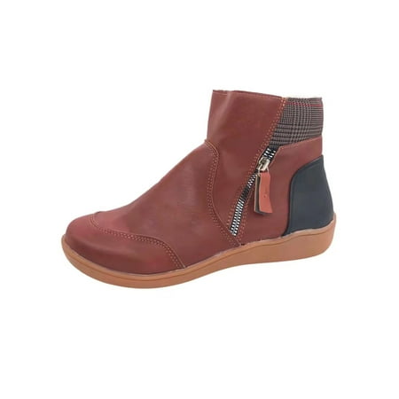 Daeful Women Ankle Boot Retro Booties Comfort Flat Boots Zipper Side Zip Short Bootie Womens Anti-Slip Winter Shoes Brown 10.5
Daeful Women Ankle Boot Retro Booties Comfort Flat Boots Zipper Side Zip Short Bootie Womens Anti-Slip Winter Shoes Brown 10.5