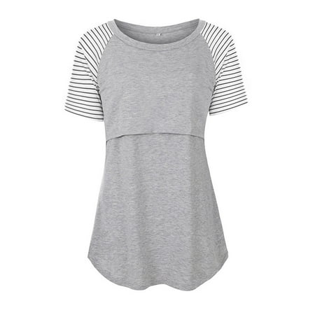 Tangnade Womens Maternity Short Sleeve Crew Neck Striped Printed Nursed Tops T Shirt For Breastfeeding Maternity Tops
Tangnade Womens Maternity Short Sleeve Crew Neck Striped Printed Nursed Tops T Shirt For Breastfeeding Maternity Tops