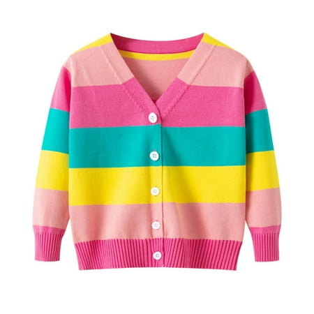 Toddler Baby Girls Knitted Cardigan Sweater Long Sleeve Rainbow Stripes Button Down Knit Coat Outwear 2-7T
Toddler Baby Girls Knitted Cardigan Sweater Long Sleeve Rainbow Stripes Button Down Knit Coat Outwear 2-7T