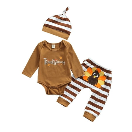 Newborn Baby Boy Girl Thanksgiving Day Outfits Long Sleeve Letter Print Romper Top Turkey Pants Hat3Pcs Clothes Set
Newborn Baby Boy Girl Thanksgiving Day Outfits Long Sleeve Letter Print Romper Top Turkey Pants Hat3Pcs Clothes Set