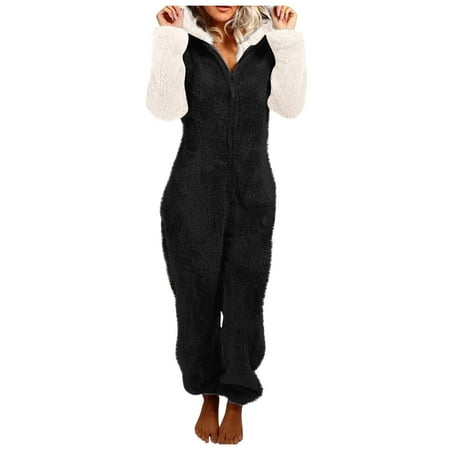 Women s Winter Warm Fuzzy Fleece Onesies Hooded One-Piece Pajamas Jumpsuit Zip up Cozy Sleepwear Loungewear Plus Size Women Clothes
Women s Winter Warm Fuzzy Fleece Onesies Hooded One-Piece Pajamas Jumpsuit Zip up Cozy Sleepwear Loungewear Plus Size Women Clothes