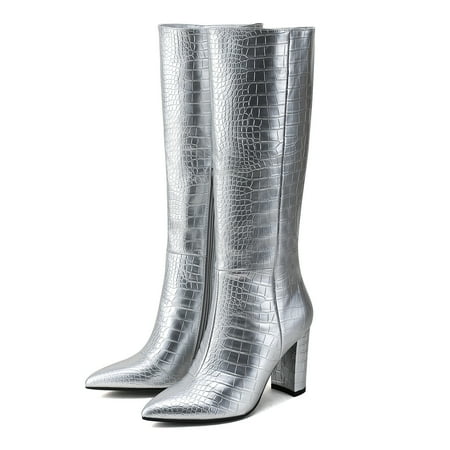 Women‘s Crocodile Print Knee High Boots Side Zipper Chunky High Heel Boots Solid Color Pointed Toe Shoes
Women‘s Crocodile Print Knee High Boots Side Zipper Chunky High Heel Boots Solid Color Pointed Toe Shoes