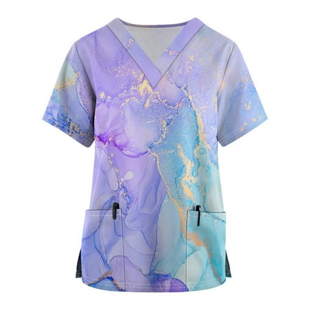 Sksloeg Scrub Tops for Women Marble Printed Scrub Shirt Tops Short Sleeve V-Neck Working Uniform Workwear with Pocket Purple XXXL
Sksloeg Scrub Tops for Women Marble Printed Scrub Shirt Tops Short Sleeve V-Neck Working Uniform Workwear with Pocket Purple XXXL