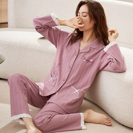 DanceeMangoo Women Sleepwear Suit Spring Autumn Womens Knitting Cotton Long Sleeve Pajamas Set Loose Adult Mother Pijama Set Soft Home Cloth
DanceeMangoo Women Sleepwear Suit Spring Autumn Womens Knitting Cotton Long Sleeve Pajamas Set Loose Adult Mother Pijama Set Soft Home Cloth