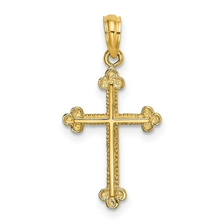 14K Yellow Gold Cross w/Spade Tip Edges Charm Pendant