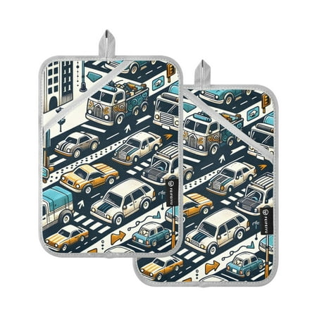 Cars Row on Roads Oven Mitts 2 Pcs Pot Holders Sets Heat Resistant for Kitchen Cooking Baking 7 x9.8
Cars Row on Roads Oven Mitts 2 Pcs Pot Holders Sets Heat Resistant for Kitchen Cooking Baking 7 x9.8