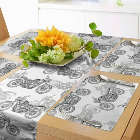 Motorcycle Table Runner & Placemats Realistic Grayscale Illustration of Classic Motorcycles Many Details Set for Dining Table Decor Placemat 4 pcs + Runner 14 x90 Grey White Black by Ambesonne
Motorcycle Table Runner & Placemats Realistic Grayscale Illustration of Classic Motorcycles Many Details Set for Dining Table Decor Placemat 4 pcs + Runner 14 x90 Grey White Black by Ambesonne
