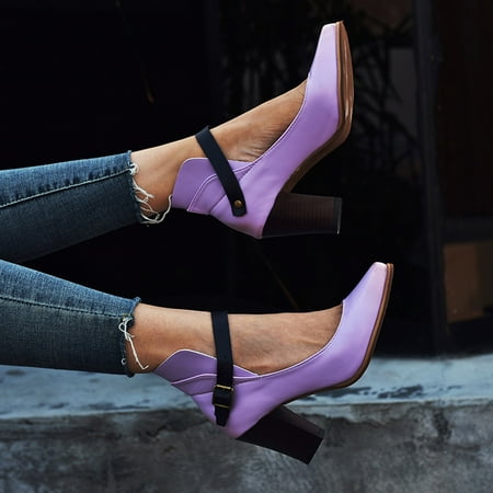 Cathalem Shoes Strap Buckle Work Shoes Heels Single Toe Leisure Shoes Women Pointed High Solid Color Platform Heels for Women Purple 7.5
Cathalem Shoes Strap Buckle Work Shoes Heels Single Toe Leisure Shoes Women Pointed High Solid Color Platform Heels for Women Purple 7.5