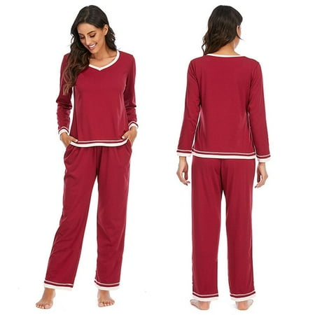 Monfince Winter Women Pajamas Sets Cotton Contrast Color Long-sleeve Pajamas Casual Homewear Two-piece Suit
Monfince Winter Women Pajamas Sets Cotton Contrast Color Long-sleeve Pajamas Casual Homewear Two-piece Suit