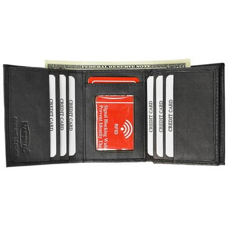RFID Blocking Men's Leather Classic Trifold Wallet with BOX RFID 1107 BOX