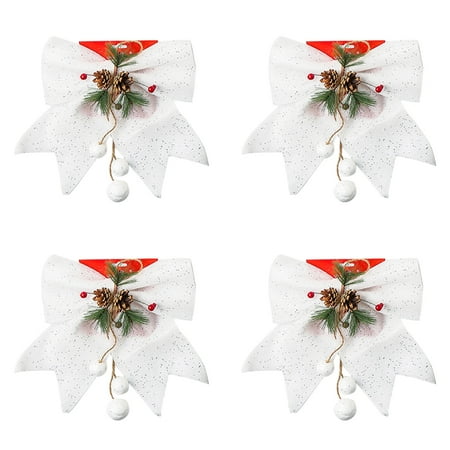 XIUH Pendant Bow Tie Snowflake Bow Tree Decoration Supplies Pendant 4pc White