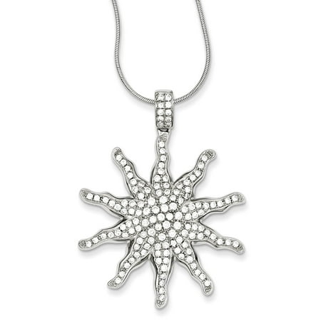 Sterling Silver 18in & CZ Sun Necklace
