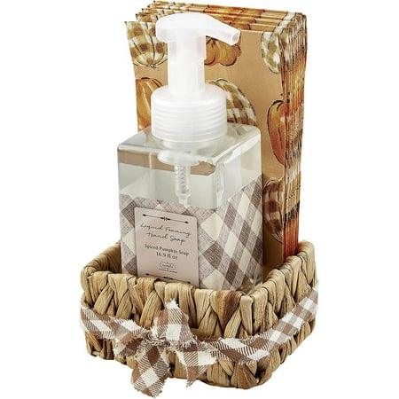 WBTAYB Fall Spiced Pumpkin Scented Foaming Hand Soap & Napkin Basket Pumpkins