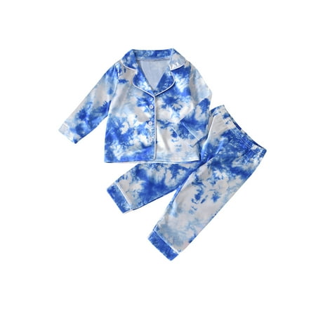 Sunisery 2Pcs Kids Pajama Set Tie-Dyed Print Long Sleeve Top+Elastic Loose Pants Sleepwear Suit for Little Girls Boys Blue 4-5 Years
Sunisery 2Pcs Kids Pajama Set Tie-Dyed Print Long Sleeve Top+Elastic Loose Pants Sleepwear Suit for Little Girls Boys Blue 4-5 Years
