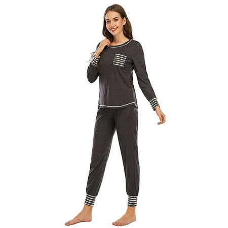 Bomotoo Women Comfy Pjs Striped Beam Foot Nightwear Suit Loungwear Soft Lounge Pajamas Set Gray S
Bomotoo Women Comfy Pjs Striped Beam Foot Nightwear Suit Loungwear Soft Lounge Pajamas Set Gray S