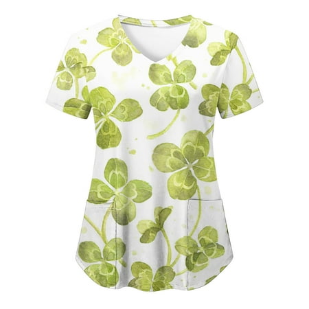 muxika St. Patrick s Day Women s Scrub Tops V-Neck Casual Short Sleeve Printed Pockets Ladies Tops Blouse
muxika St. Patrick s Day Women s Scrub Tops V-Neck Casual Short Sleeve Printed Pockets Ladies Tops Blouse