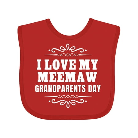 Inktastic Grandparents Day I Love My Meemaw Gift Baby Boy or Baby Girl Bib