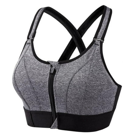 Fantadool Women S Plus Size top Front Zipper Sports Bra Underwear Shockproof Fitness Push-Up Sports Running Yoga Sports Bra top