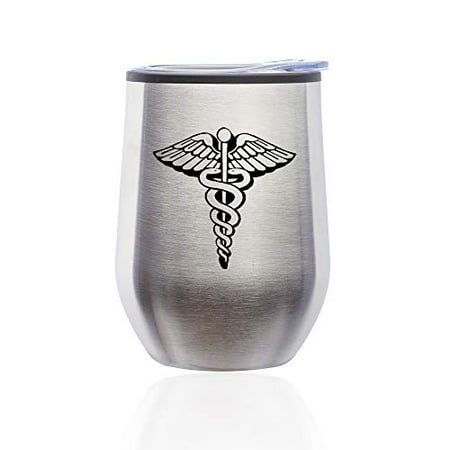 Stemless Wine Tumbler Coffee Travel Mug Glass with Lid Medical Symbol Caduceus Physician (Silver)
Stemless Wine Tumbler Coffee Travel Mug Glass with Lid Medical Symbol Caduceus Physician (Silver)