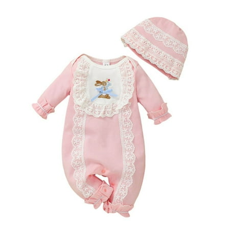 Newborn Romper Set Infant Baby Girls Long Sleeve Lace Ruffled Romper+Hat Cute Cartoon Rabbit Bodysuit Jumpsuit Outfits 0-18M
Newborn Romper Set Infant Baby Girls Long Sleeve Lace Ruffled Romper+Hat Cute Cartoon Rabbit Bodysuit Jumpsuit Outfits 0-18M