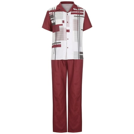 Men s Casual Pajamas Set Plaid Print Button Down Lapel Short Sleeve Shirt and Trouser Suit Blouse Tops & Pjs Pants
Men s Casual Pajamas Set Plaid Print Button Down Lapel Short Sleeve Shirt and Trouser Suit Blouse Tops & Pjs Pants